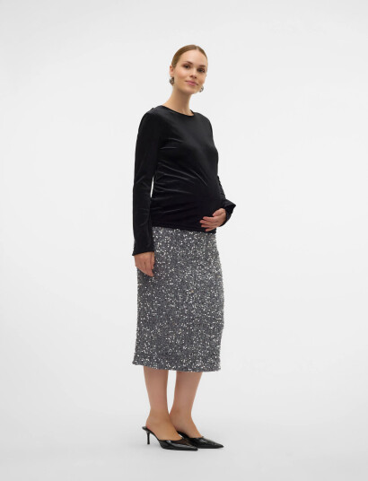 Mamalicious Mlglitter Jrs Skirt Hw   Silver   S