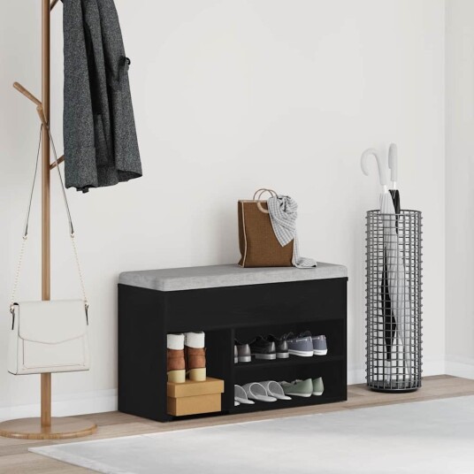 Benk for gangen   Svart eik 60x30x45 cm i ingeniørtre