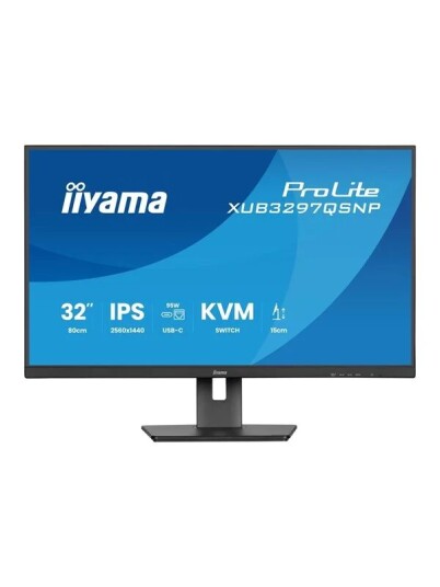Iiyama ProLite XUB3297QSNP 32" QHD IPS Skjerm med KVM, 100Hz, USB-C, Sort