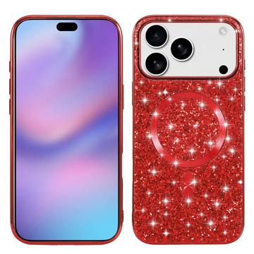 iPhone 17 Pro Max Galvanisert glitter deksel   MagSafe kompatibel   rød