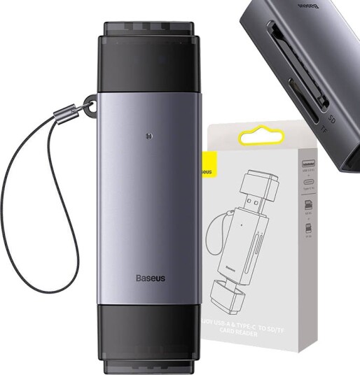 Baseus Lite Series USB-A og USB-C Kortleser SD og TF Kort Grå