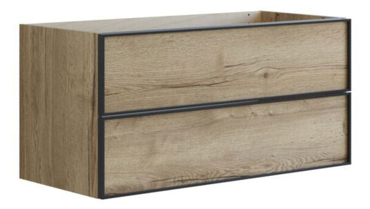 Dansani Inzo Alu-ramme Svart Servantskap 2 Skuff H48cm Natur eik / 100cm
