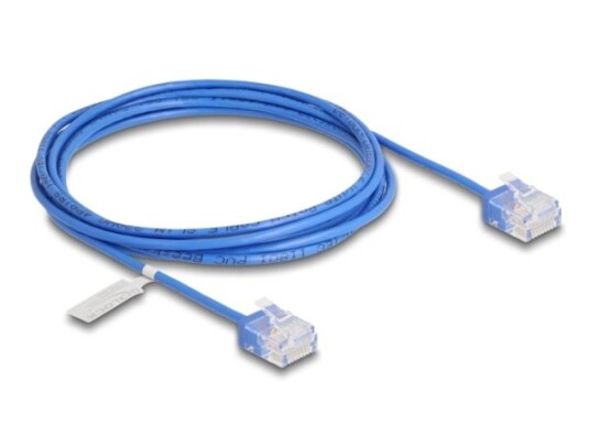 Delock Rj45 Nettverkskabel Cat.6 Utp Ultra Slim 2 M Blå Med Korte Plugger