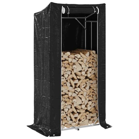 Vedstativ med regntrekk 100x60x200 cm galvanisert stål