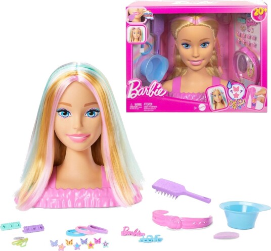 Barbie Stylinghode Blond Over 20 Hårtilbehør Fra 3 År