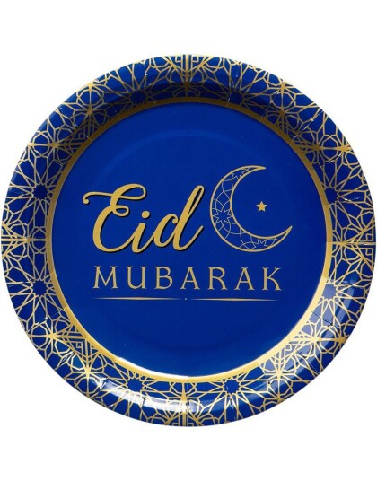 8 stk Eid Mubarak Papptallerkener 23 cm
