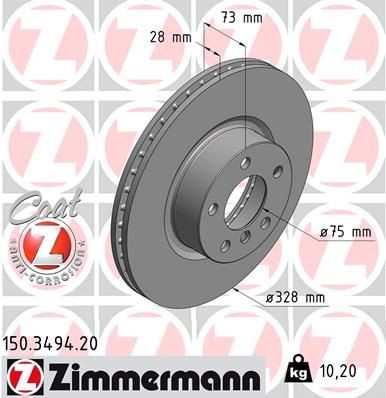 Bremseskive ZIMMERMANN 150.3494.20