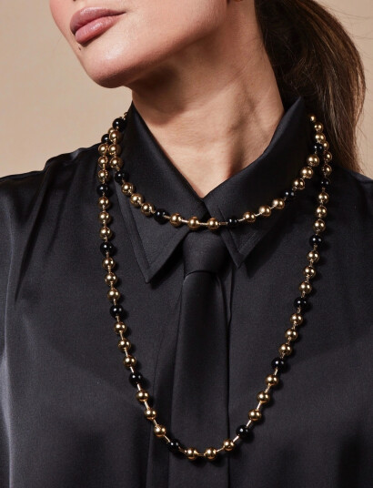 Bud to rose Eclipse Long Necklace Black/Gold   Gold   ONE SIZE
