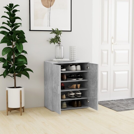 vidaXL Skoskap betonggr? 60x35x70 cm sponplate
