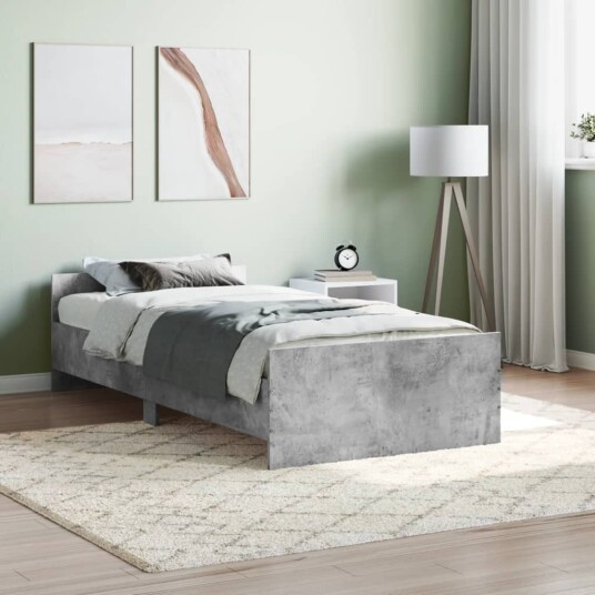vidaXL Sengeramme betonggrå 90x200 cm konstruert tre 8721012154148