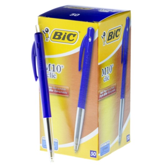 Kulepenn BIC Clic M10 blå Dokumentekte, 50 stk. Kulepenn BIC Clic M10 blå Dokumentekte, 50 stk.