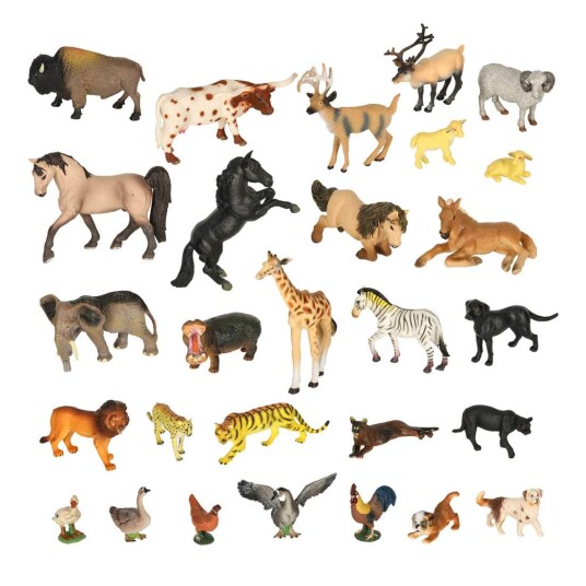 Figurer zoo dyr sett med 28 el.
