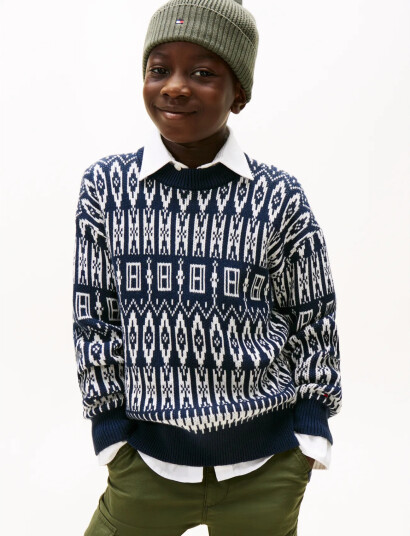Tommy Hilfiger Fairisle C Neck Sweater Navy 152