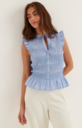 Bubbleroom Sleeveless Cotton Smock Blouse