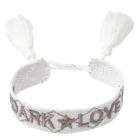 DARK Woven Friendship Bracelet "Dark Love" White & Taupe DARK Woven Friendship Bracelet "Dark Love" White & Taupe