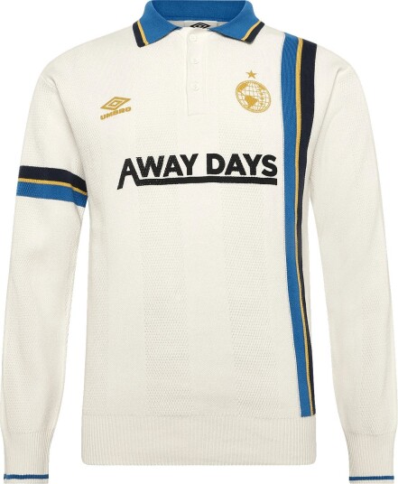 Umbro Ls Knitted Football Polo   WHITE   S