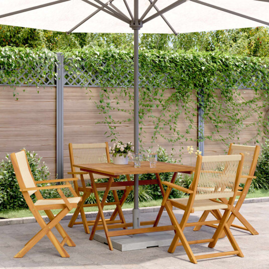 Hagespisegruppe 5 deler beige polypropylen og heltre