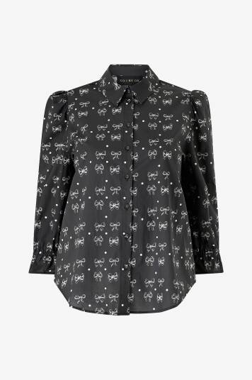 NO. 1 BY OX Skjorte Puff And 3/4 Sleeves w Flair Cuffs Svart