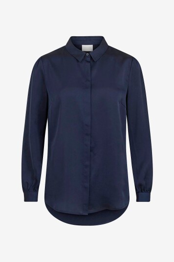 Vila - Skjorte viEllette Satin L/S Shirt/Su - Blå