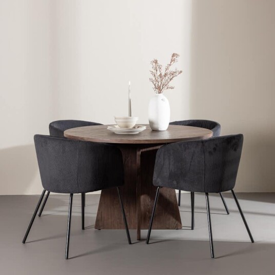 Spisegruppe Venture Home Bootcut Ø110 med 4 stk Berit Stoler