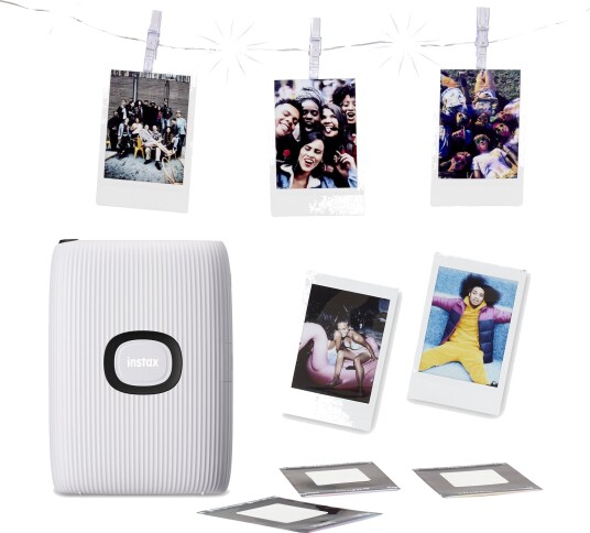 Fuji Instax mini link 2 w. LED light chain clay white