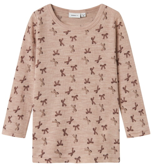 Name It Shadow Gray Bows Nmfwang Ull Rib Ls Topp Aop 104