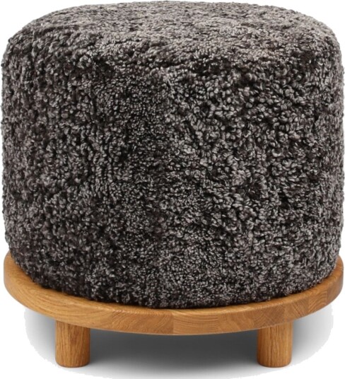 Simon pouf | Korthåret | D46xH42 cm   Cappuccino Eik