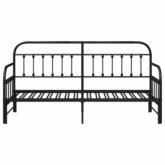 Dagbedramme med uttrekksseng svart 75x190 cm stål