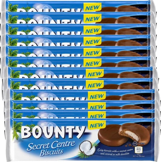 12 stk Bounty Secret Center Biscuits - Sjokoladetrukkede Kjeks med Kokosfyll - Hel Pakke 1,58 kg
