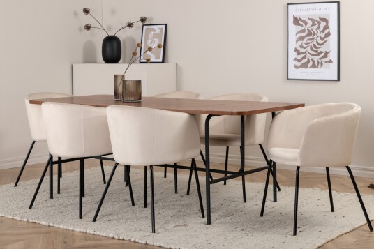 Venture Home Spisebord Uno Med 6 stk Berit Spisestol