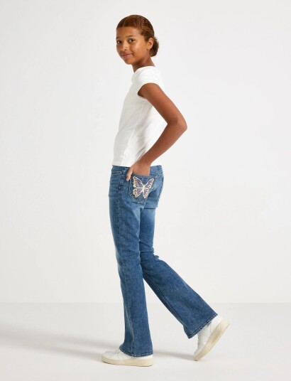Lindex Freja Flared Leg Jeans With Decorated Back Pockets Blue 164 Lindex Freja Flared Leg Jeans With Decorated Back Pockets Blue 164