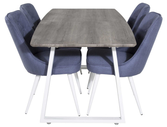 Venture Design Inca & Velvet spisegruppe Grå/blå 4 st stoler & bord 160 x 85 cm