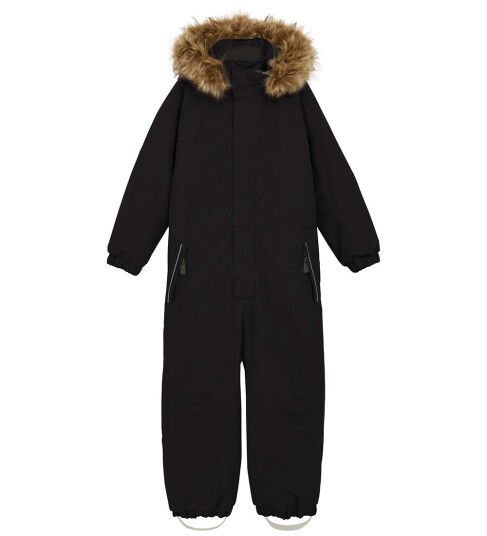 Color Kids Coverall W. Fake Fur - Black - 104
