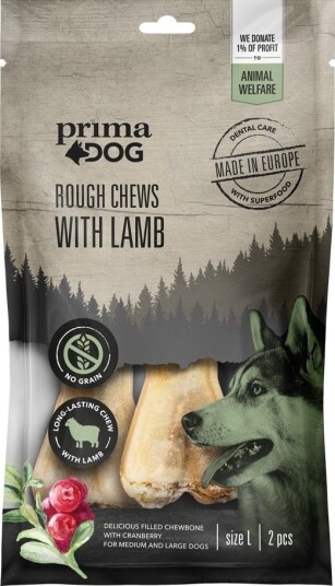 Primadog Prima Dog Rough Tyggeben Lam 2Pk