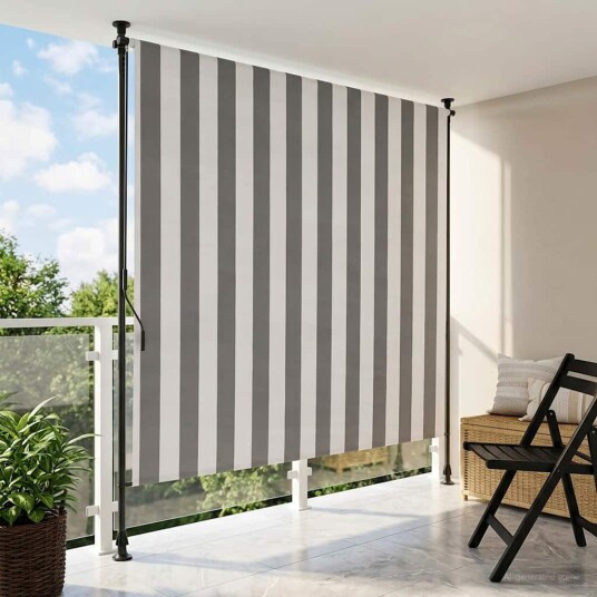 vidaXL Utendørs Rullegardin Antrasitt og Hvit 120 x 270 cm