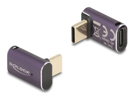 Delock USB-C Adapter 40 Gbps PD 3.1 240w Vinklet Metall Delock USB-C Adapter 40 Gbps PD 3.1 240w Vinklet Metall