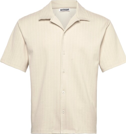 Weekday Textured Short Sleeved Resort Shirt Beige M Weekday Textured Short Sleeved Resort Shirt Beige M