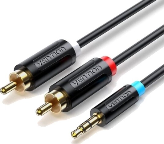 Vention Kabel 3,5 Mm Hann Til 2 X Rca Hann 2 M Vention Bclbh Svart