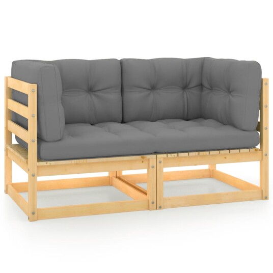 vidaXL Hagesofa med puter 2 seter heltre furu