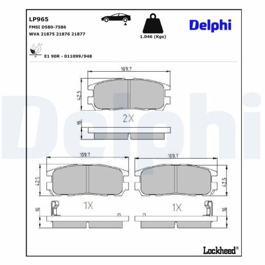 Bremseklosser sett DELPHI LP965