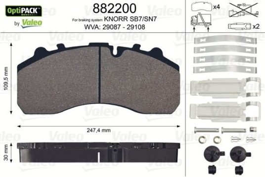 Bremseklosser VALEO 882200
