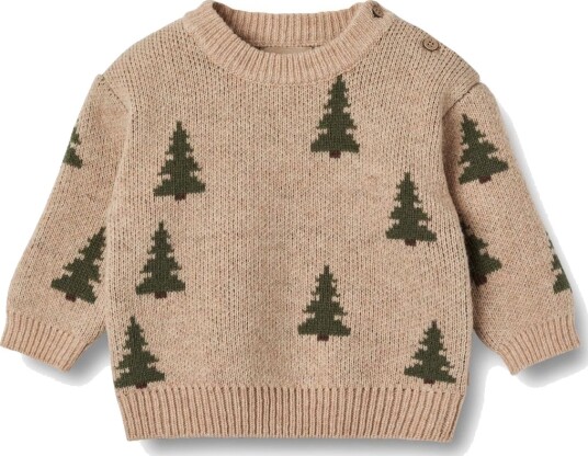 Wheat Jacquard Pullover Tree Offwhite (86 / 1,5 år)