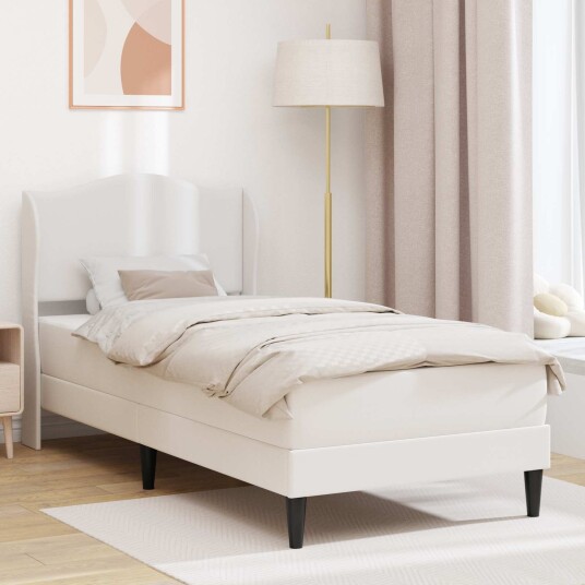 Sengestamme med hodegjerde Hvit 90 x 190 cm Kunstlær Sengestamme med hodegjerde Hvit 90 x 190 cm Kunstlær