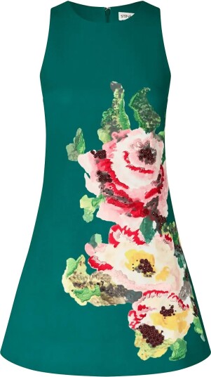 STINE GOYA 2443 Heavy Crepe Garter Mini Dress   EPHEMERAL BLOOM   S