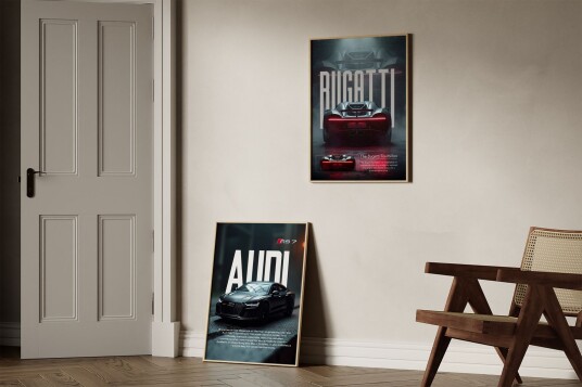 Plakat Bugatti og Audi Bilkunst / Set of 2 Plakat Bugatti og Audi Bilkunst / Set of 2
