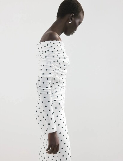 Mango Polka Dot Bandeau Dress White S Mango Polka Dot Bandeau Dress White S