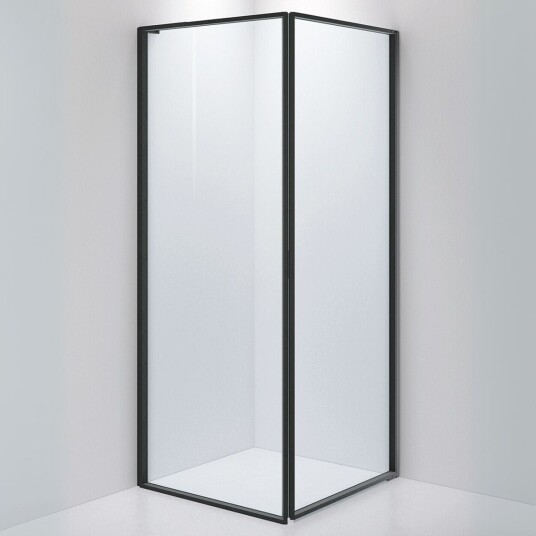 INR Iconic Nordic Rooms Dusjhjørne Edge 13 Måltlpasset - Høyre / Matt Svart Klart Glass
