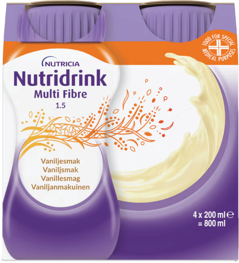 Nutridrink Multi Fibre Næringsdrikk Vanilje 4x200 ml Nutridrink Multi Fibre Næringsdrikk Vanilje 4x200 ml