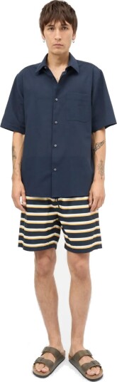 Mads Nørgaard Grida Cotton Victor Shirt Ss   Navy   L
