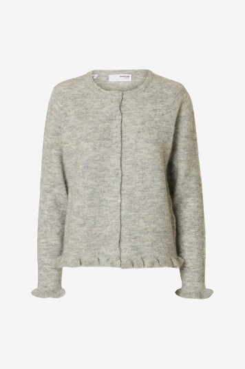 Selected FEMME Kardigan slfLulu Frill LS Knit Grå